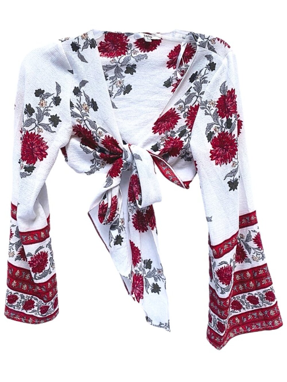 LF Floral Flow Roses Tie Front Top